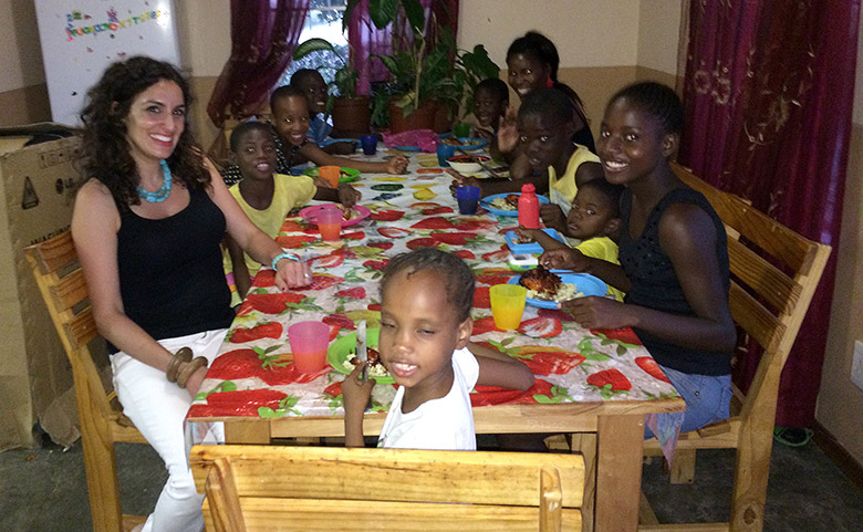 Amanda Martinez having a Canadian dinner with the SOS family