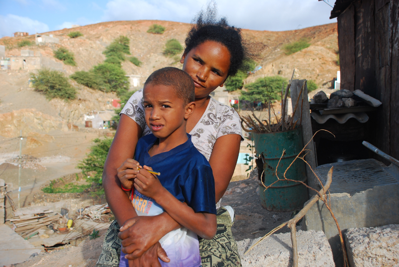 Mother and son in Mindelo, Cape Verde