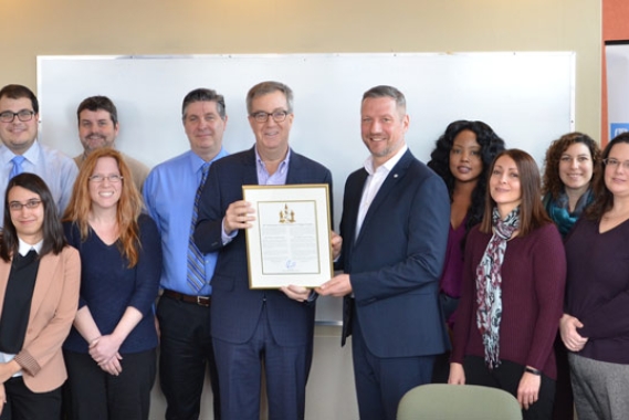 Ottawa Mayor Jim Watson presents 50th anniversary letter to SOS  staff Ottawa Mayor Jim Watson presents 50th anniversary letter to SOS staff