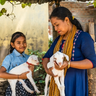 SOS Children's Villages India, single mother rearing goats.